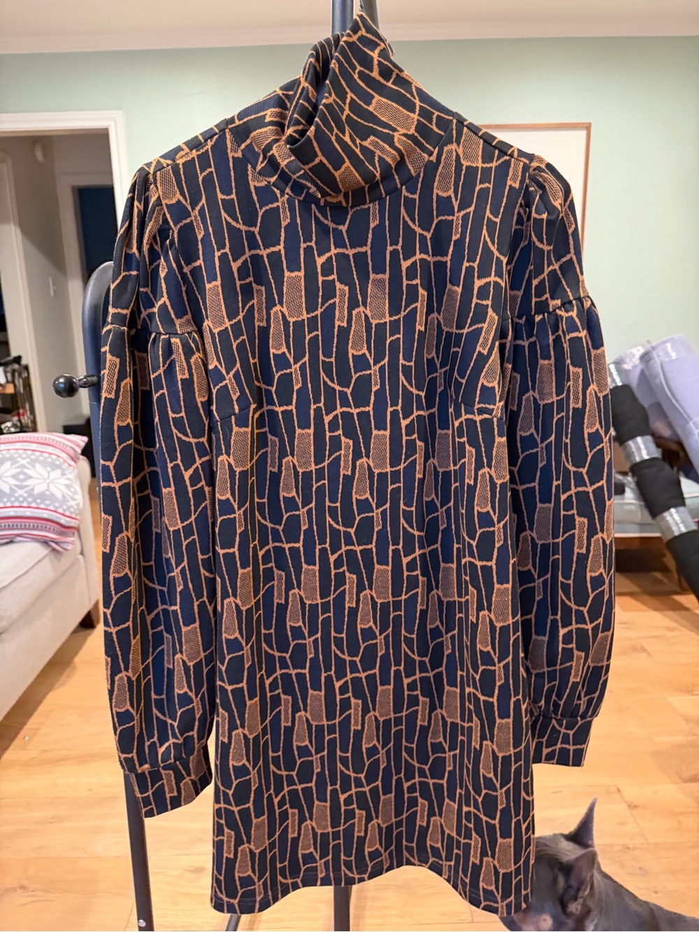 Walter Baker Black & Brown Patterned Mini Dress